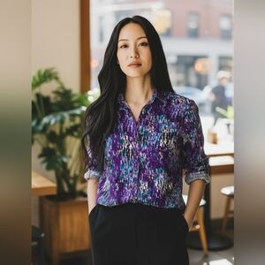 Notations Purple Multicolor Blouse